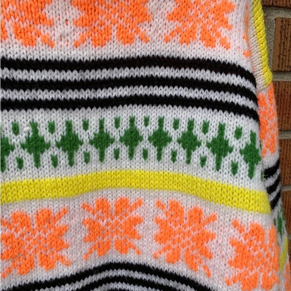 70s Hand knit sweater 1970s hippy Vtg Orange,Yellow, green Pullover Groovy vibes - Picture 9 of 10